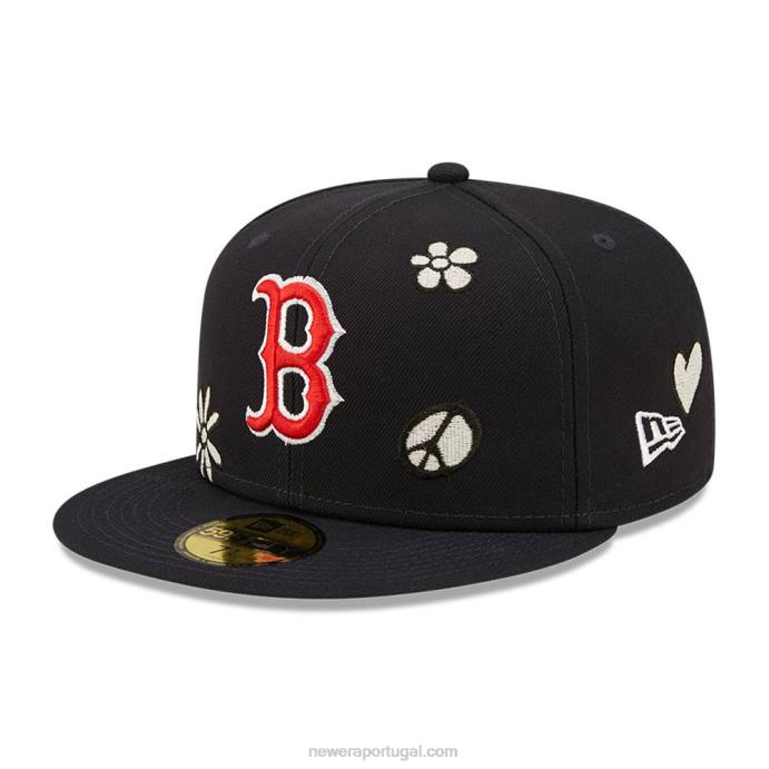 FFTN239 New Era boné boston red sox mlb luz solar pop marinho 59fifty