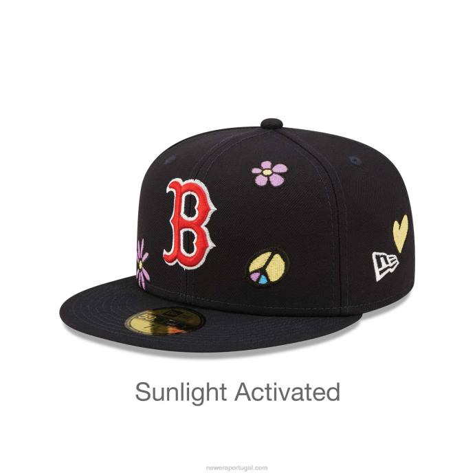 FFTN239 New Era boné boston red sox mlb luz solar pop marinho 59fifty
