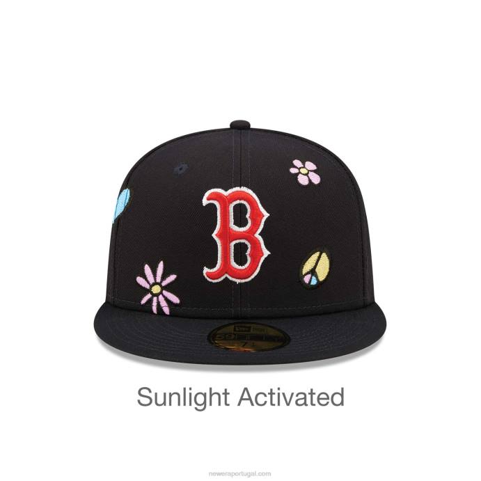 FFTN239 New Era boné boston red sox mlb luz solar pop marinho 59fifty