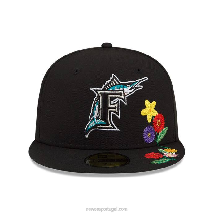 FFTN243 New Era Viseira miami marlins bloom black 59fifty boné justo