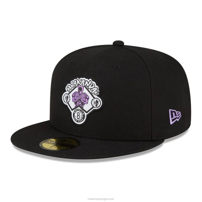 FFTN250 New Era brooklyn nets nba x marvel black panther boné preto 59fifty