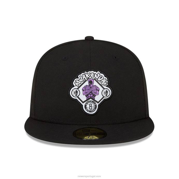 FFTN250 New Era brooklyn nets nba x marvel black panther boné preto 59fifty
