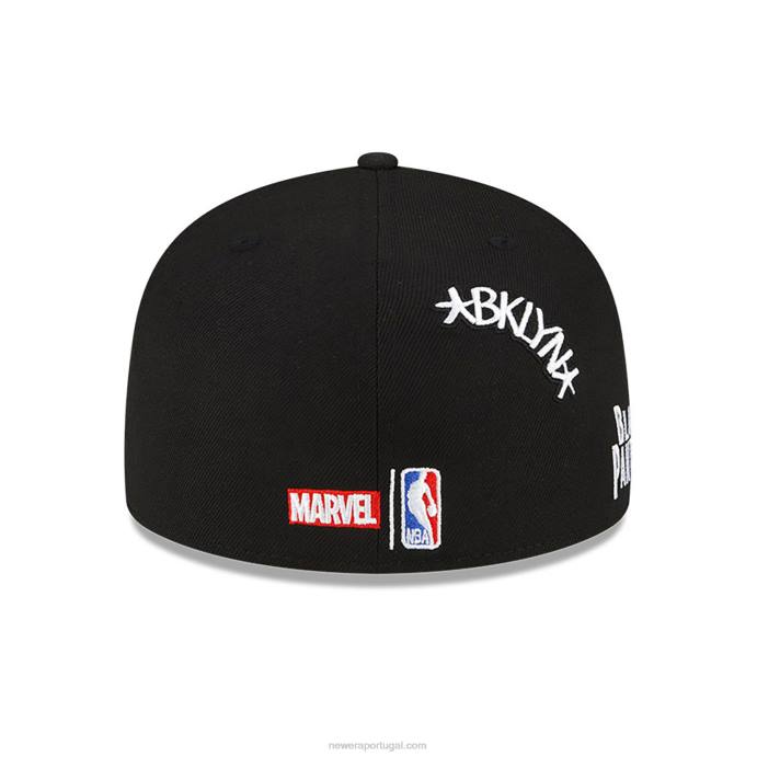 FFTN250 New Era brooklyn nets nba x marvel black panther boné preto 59fifty