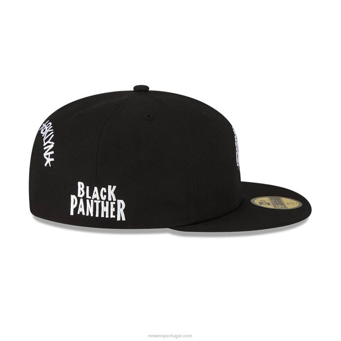 FFTN250 New Era brooklyn nets nba x marvel black panther boné preto 59fifty