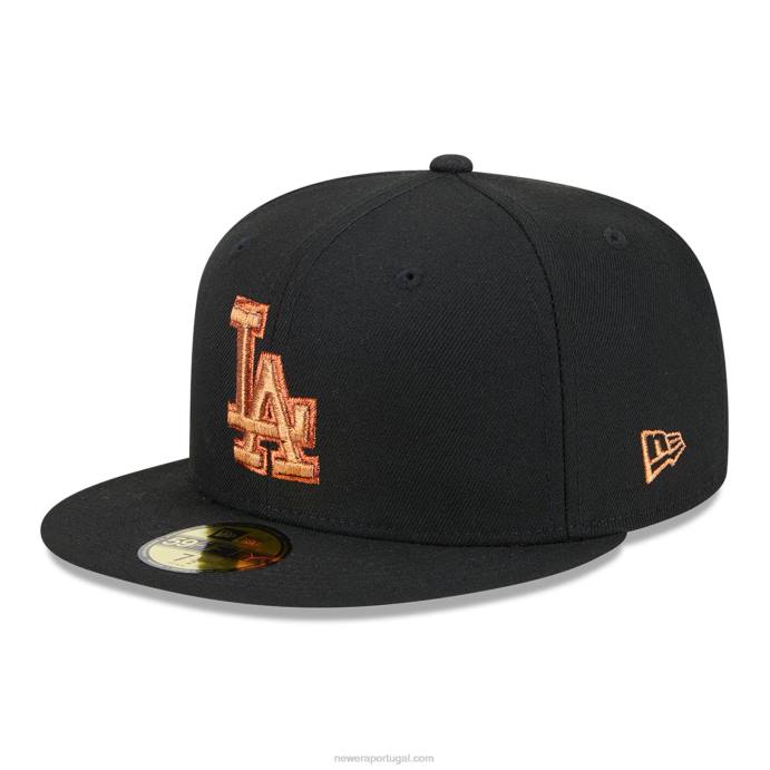 FFTN252 New Era boné justo la dodgers metálico pop preto 59fifty