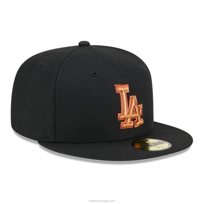 FFTN252 New Era boné justo la dodgers metálico pop preto 59fifty