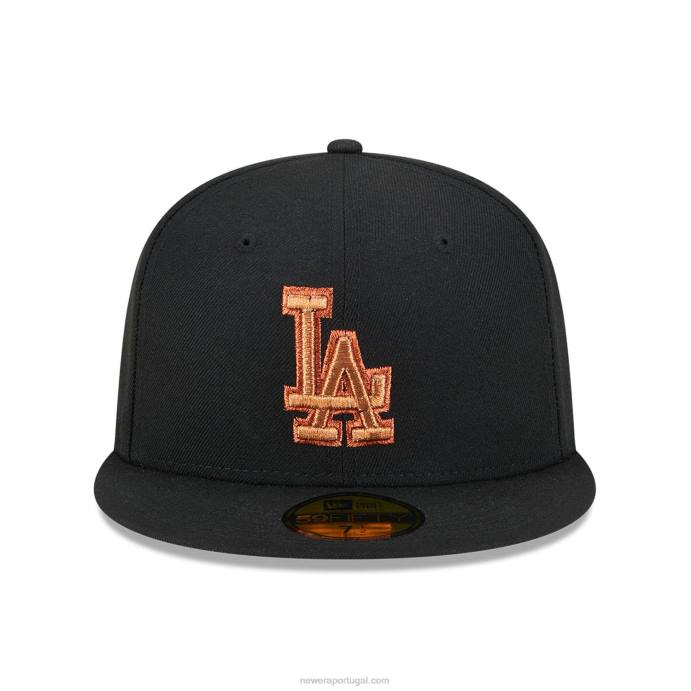 FFTN252 New Era boné justo la dodgers metálico pop preto 59fifty