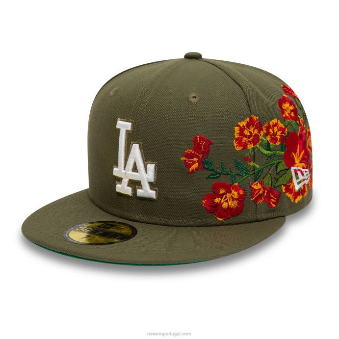 FFTN257 New Era boné justo la dodgers mlb verde escuro 59fifty floral
