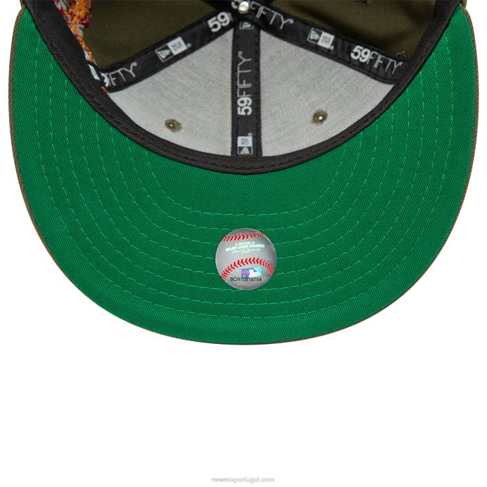 FFTN257 New Era boné justo la dodgers mlb verde escuro 59fifty floral