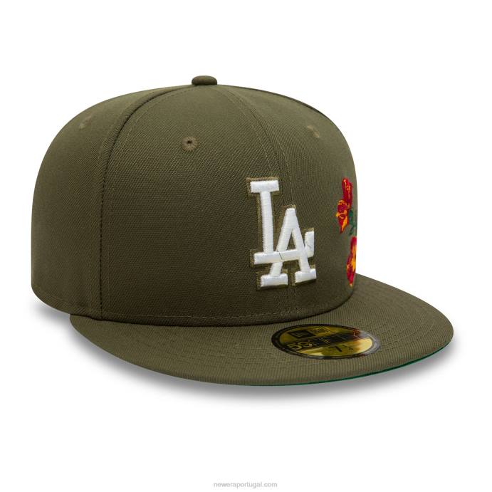 FFTN257 New Era boné justo la dodgers mlb verde escuro 59fifty floral