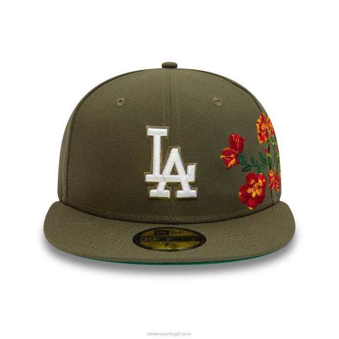FFTN257 New Era boné justo la dodgers mlb verde escuro 59fifty floral