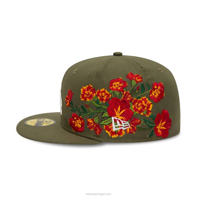 FFTN257 New Era boné justo la dodgers mlb verde escuro 59fifty floral