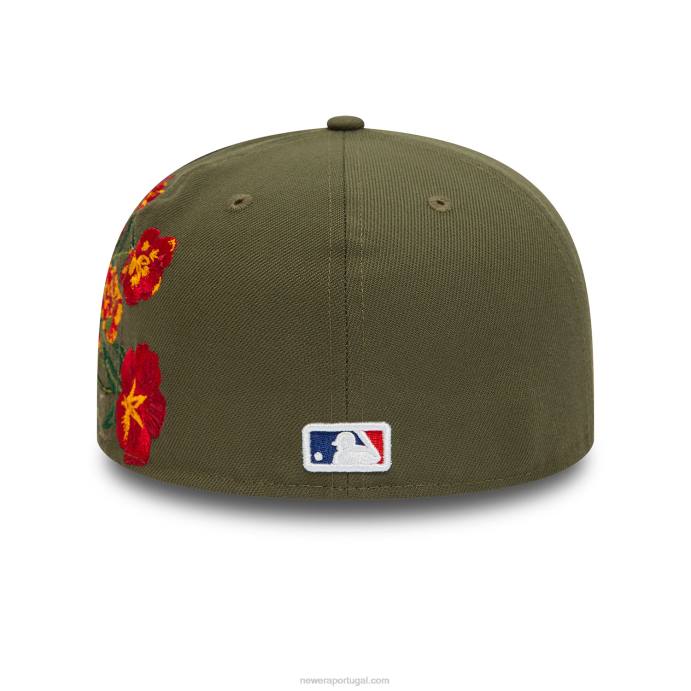 FFTN257 New Era boné justo la dodgers mlb verde escuro 59fifty floral