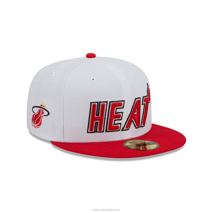 FFTN270 New Era Boné miami heat nba clássico branco 59fifty ajustado