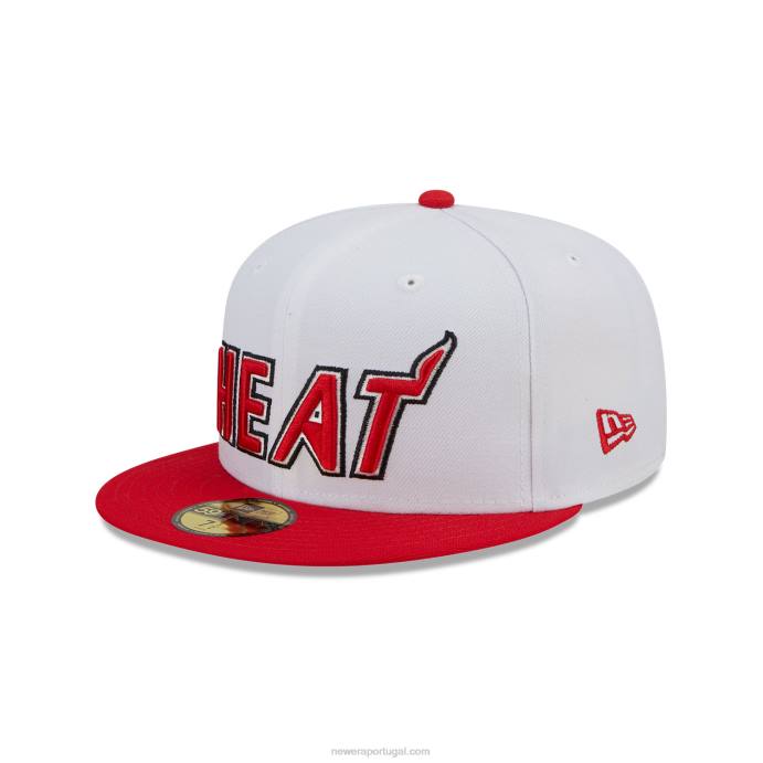 FFTN270 New Era Boné miami heat nba clássico branco 59fifty ajustado