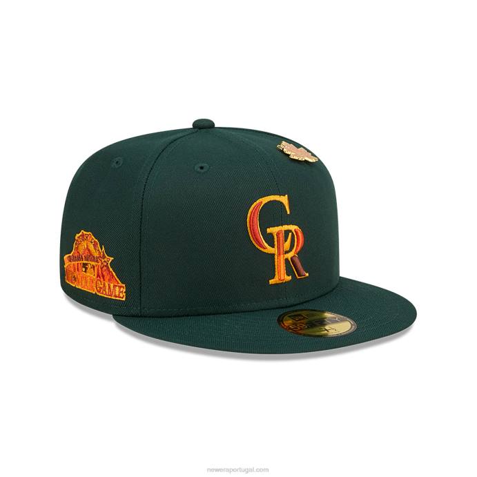 FFTN288 New Era boné justo colorado rockies folhoso verde escuro 59fifty