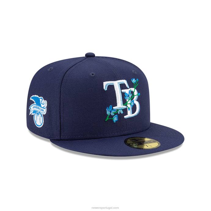 FFTN294 New Era tampa bay rays patch lateral bloom blue 59fifty boné ajustado