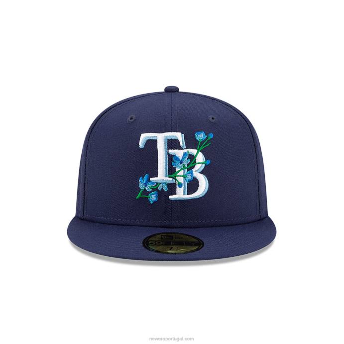 FFTN294 New Era tampa bay rays patch lateral bloom blue 59fifty boné ajustado