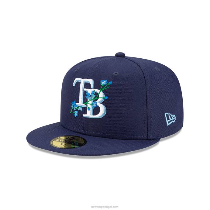 FFTN294 New Era tampa bay rays patch lateral bloom blue 59fifty boné ajustado