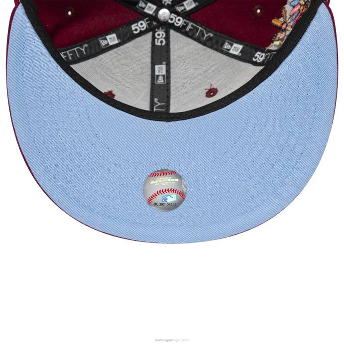FFTN295 New Era Boné philadelphia phillies groovy vermelho escuro 59fifty