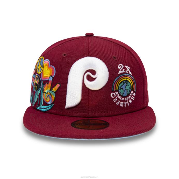FFTN295 New Era Boné philadelphia phillies groovy vermelho escuro 59fifty