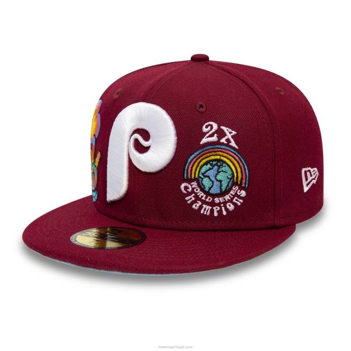 FFTN295 New Era Boné philadelphia phillies groovy vermelho escuro 59fifty