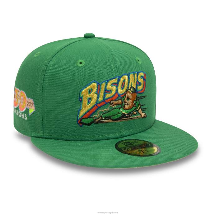 FFTN296 New Era Boné buffalo bisons verde milb 59fifty