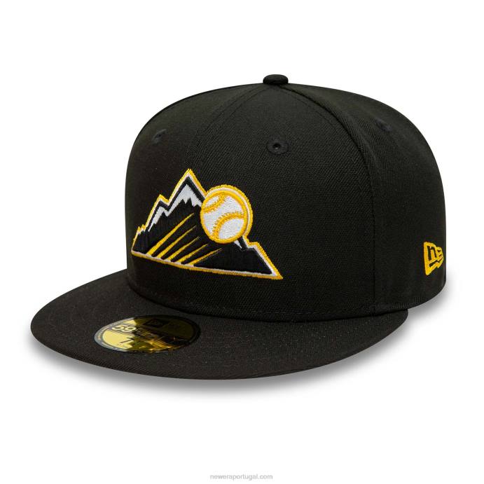 FFTN326 New Era boné preto e amarelo 59fifty colorado rockies