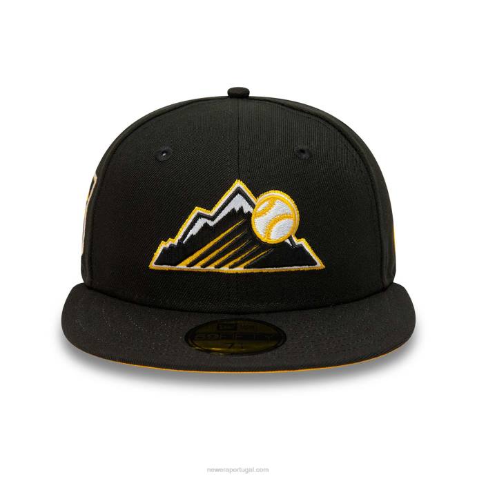FFTN326 New Era boné preto e amarelo 59fifty colorado rockies