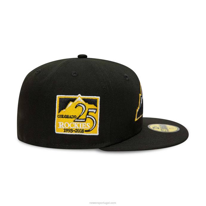 FFTN326 New Era boné preto e amarelo 59fifty colorado rockies