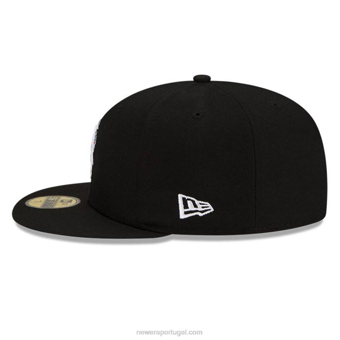 FFTN334 New Era boné ajustado preto 59fifty do new york mets mlb team fire