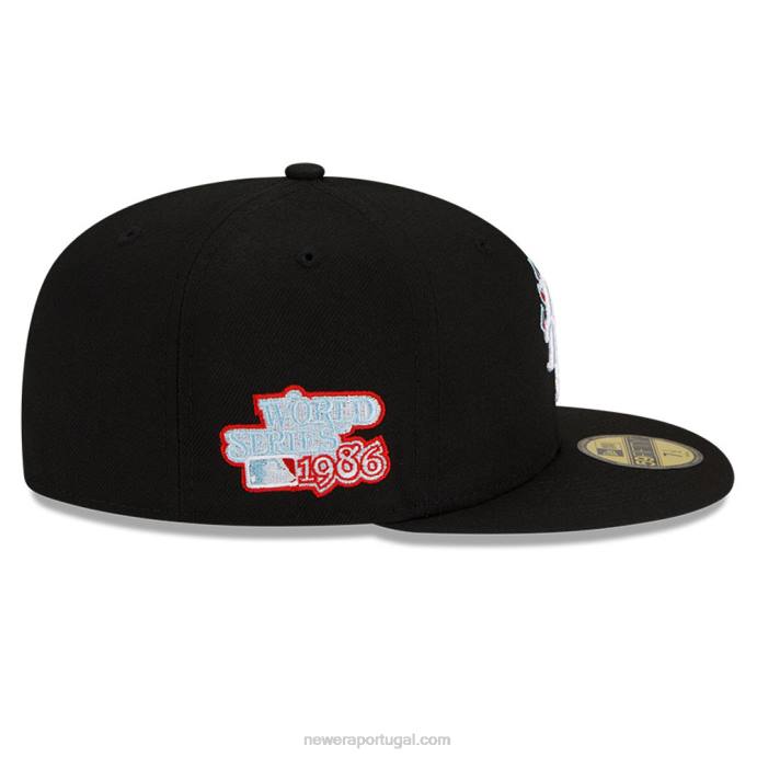 FFTN334 New Era boné ajustado preto 59fifty do new york mets mlb team fire