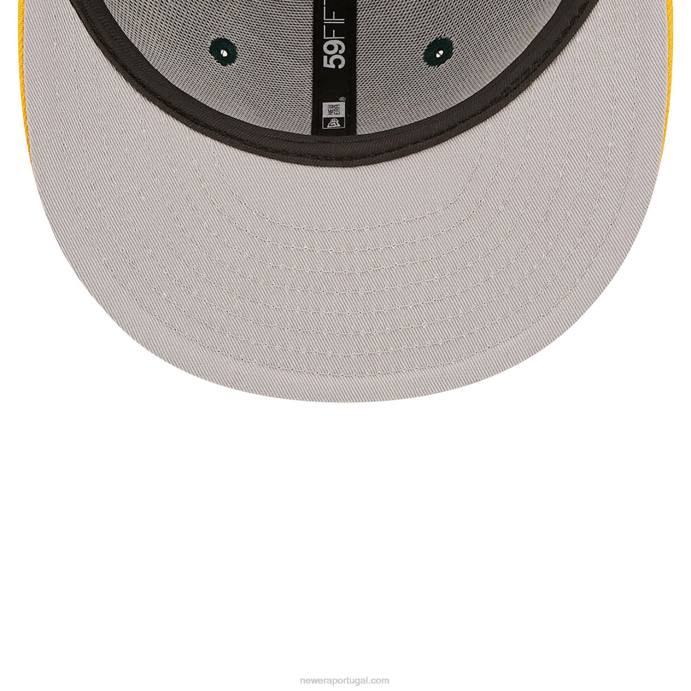 FFTN340 New Era Boné Oakland Athletics Ne Letterman Verde Escuro 59Fifty