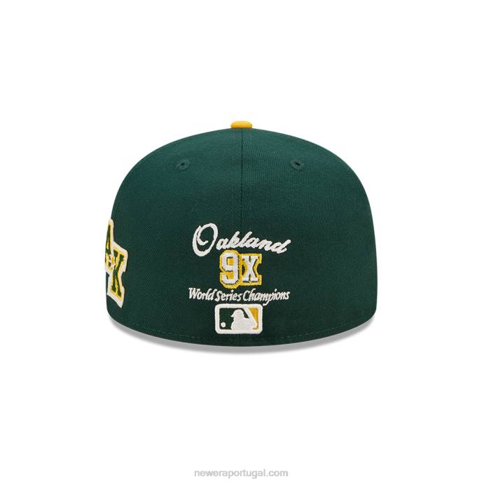 FFTN340 New Era Boné Oakland Athletics Ne Letterman Verde Escuro 59Fifty