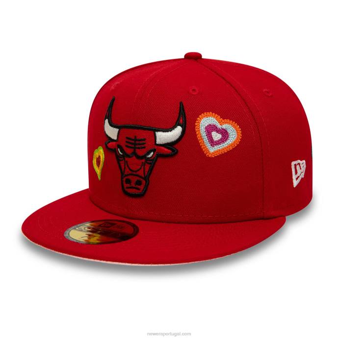 FFTN345 New Era chicago bulls boné bordado coração vermelho 59fifty