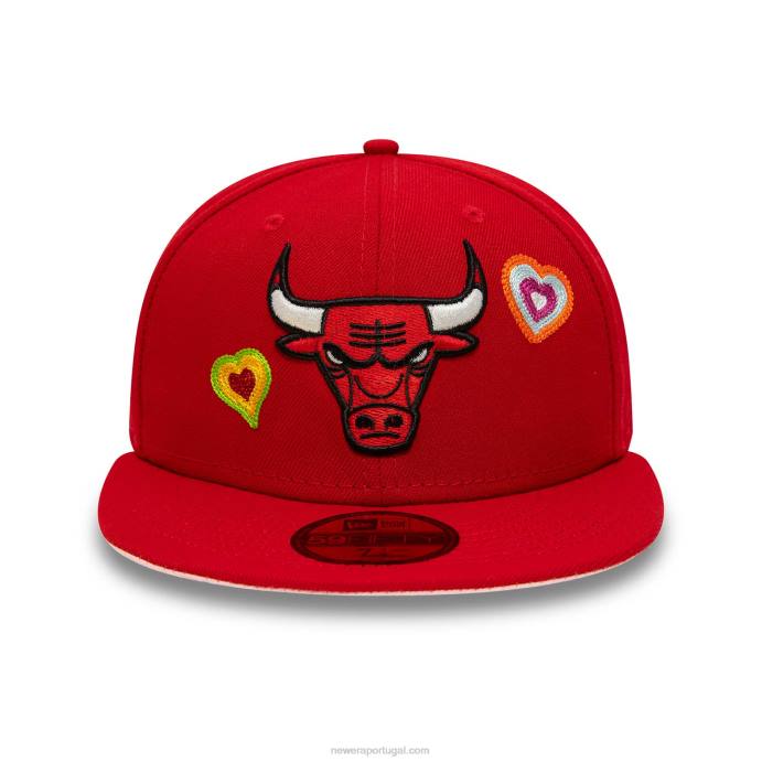 FFTN345 New Era chicago bulls boné bordado coração vermelho 59fifty
