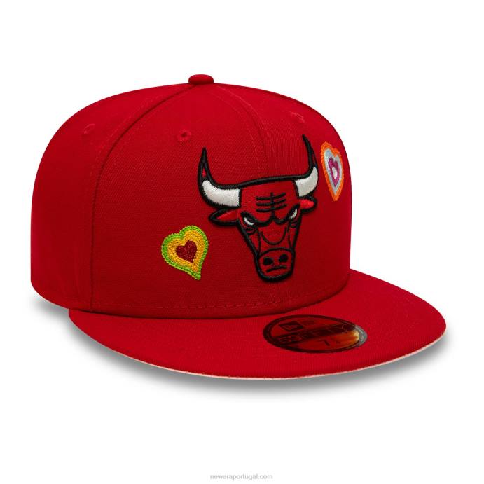 FFTN345 New Era chicago bulls boné bordado coração vermelho 59fifty