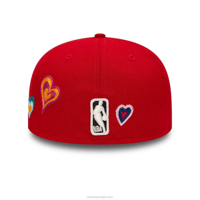 FFTN345 New Era chicago bulls boné bordado coração vermelho 59fifty