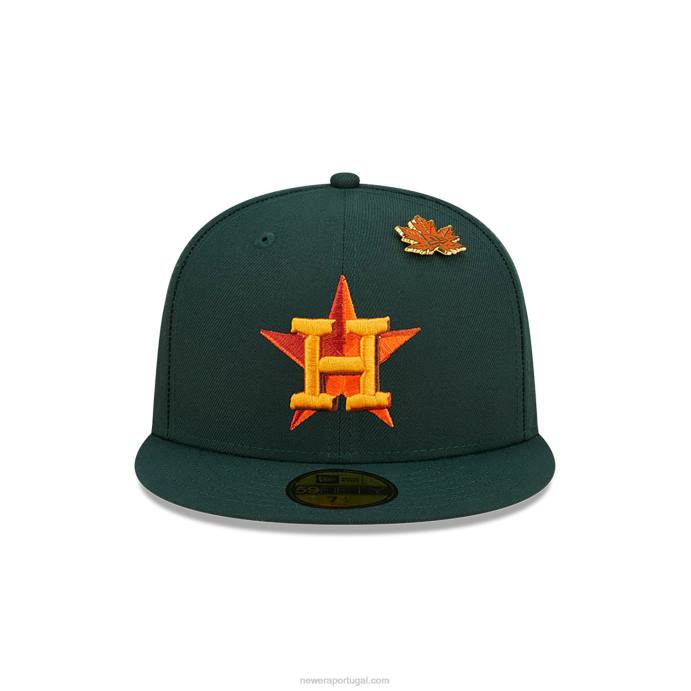 FFTN350 New Era Boné houston astros folhoso verde escuro 59fifty ajustado