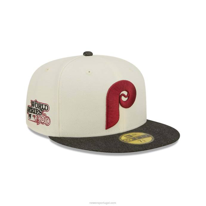 FFTN354 New Era Boné philadelphia phillies mlb preto denim cromado branco 59fifty