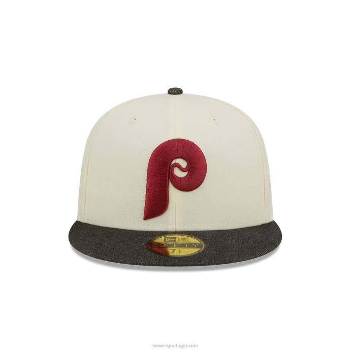FFTN354 New Era Boné philadelphia phillies mlb preto denim cromado branco 59fifty