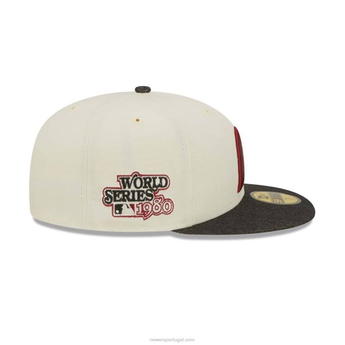 FFTN354 New Era Boné philadelphia phillies mlb preto denim cromado branco 59fifty