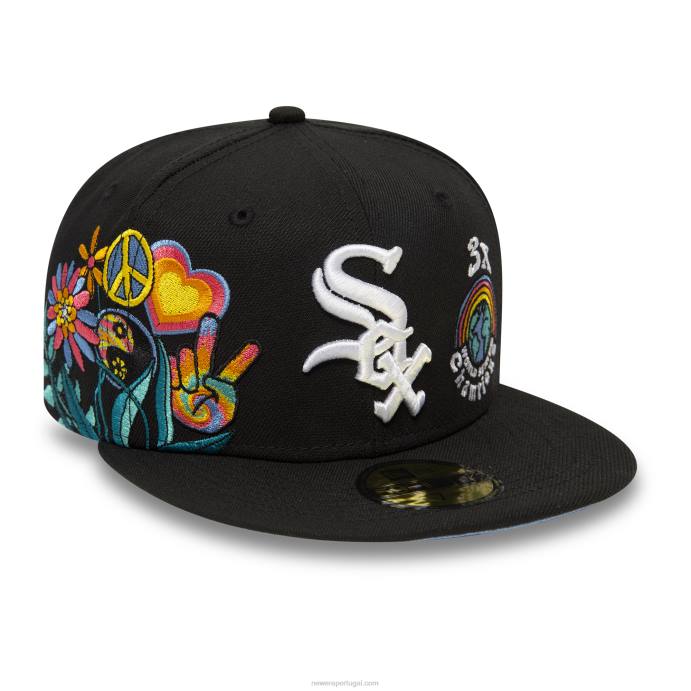 FFTN357 New Era boné chicago white sox groovy preto 59fifty