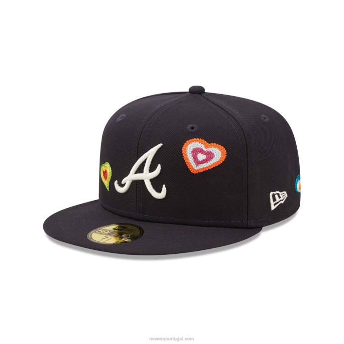 FFTN35 New Era boné ajustado atlanta braves coração marinho 59fifty ponto corrente