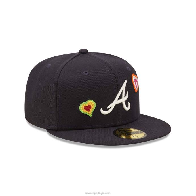 FFTN35 New Era boné ajustado atlanta braves coração marinho 59fifty ponto corrente