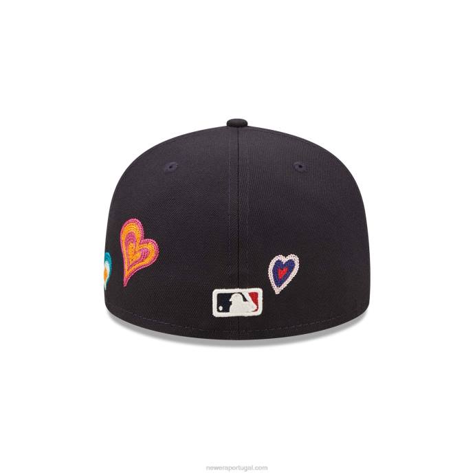 FFTN35 New Era boné ajustado atlanta braves coração marinho 59fifty ponto corrente