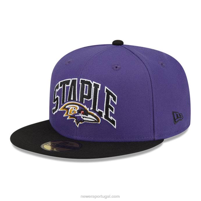 FFTN361 New Era baltimore ravens x boné roxo básico 59fifty