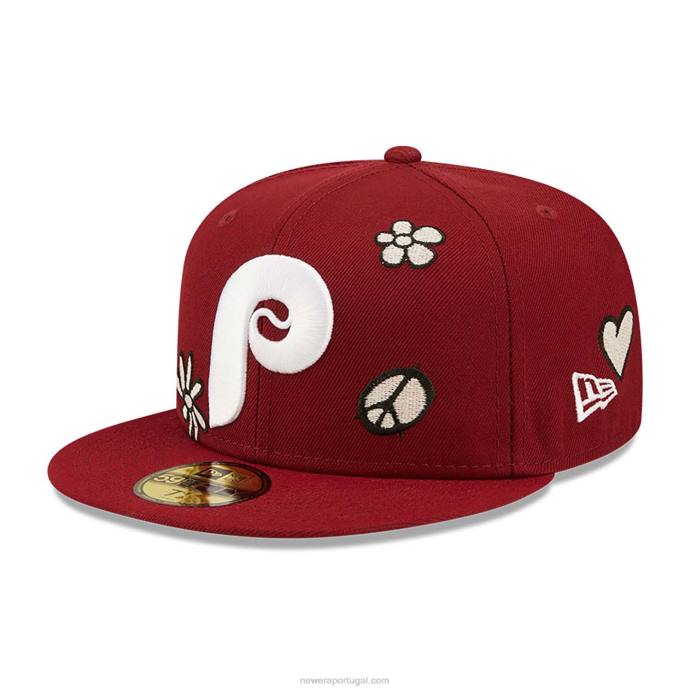 FFTN363 New Era filadélfia phillies mlb luz solar pop vermelho escuro boné 59fifty