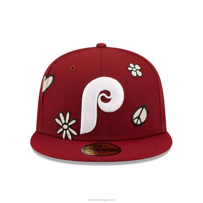 FFTN363 New Era filadélfia phillies mlb luz solar pop vermelho escuro boné 59fifty