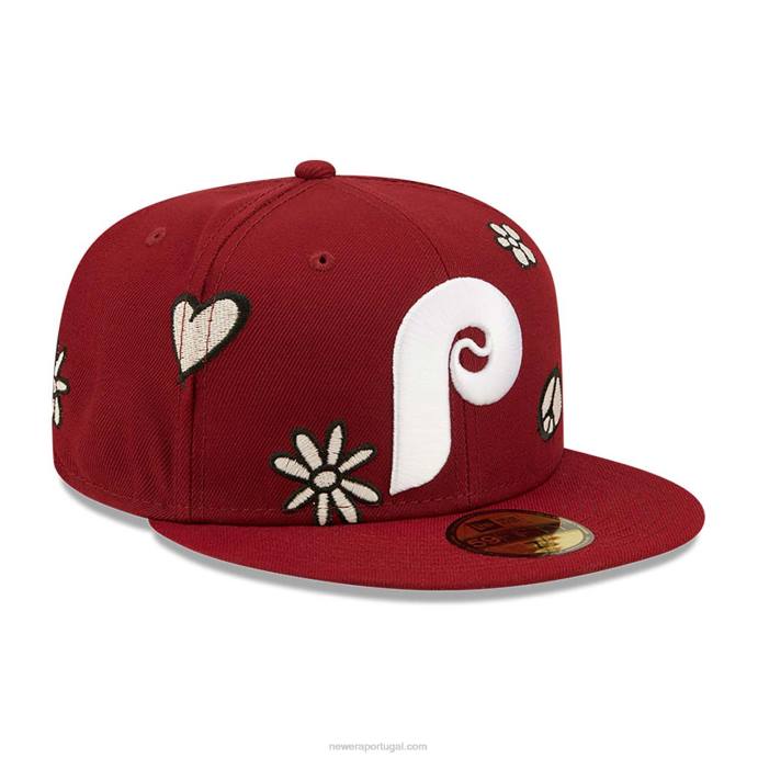 FFTN363 New Era filadélfia phillies mlb luz solar pop vermelho escuro boné 59fifty